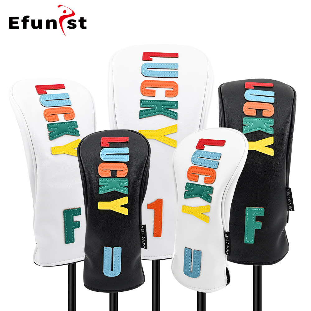 高尔夫1号木杆套新款防水PU面料加厚毛绒球道木小鸡腿组合球杆套