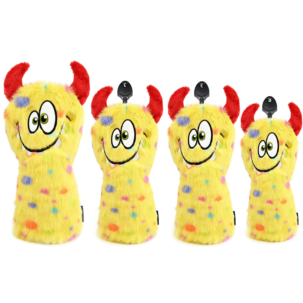 高尔夫球木杆套新款卡通可爱怪兽毛绒球杆套一号木球道木球杆帽套