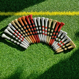 高尔夫球tee散装竹钉70/83mm彩色条纹球托 多尺寸原木色开球T球梯