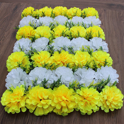 仿真花菊花排电子花圈排花殡葬追悼厅装饰花拱门布景绢花排上坟花