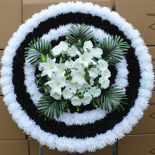 仿真花圈1.2米菊花圈白事花追悼葬礼花圈殡仪摆放花扫墓塑料花圈