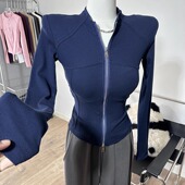 打底衫 机车双拉链长袖 T恤修身 上衣1