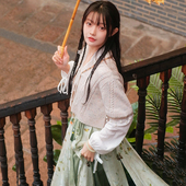 微笑向暖2024新款 针织半臂流苏上衣女国风改良印花半裙破裙 新中式