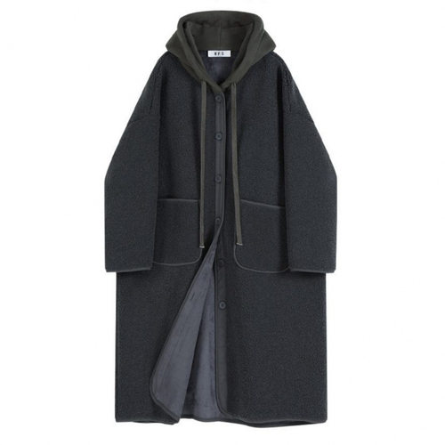 微笑向暖 羊羔毛大衣女秋冬时尚休闲慵懒风宽松大码胖mm连帽皮毛