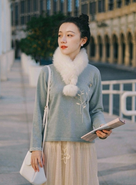 微笑向暖  复古百搭围脖女士保暖毛领加厚毛毛仿狐狸毛高级感围脖