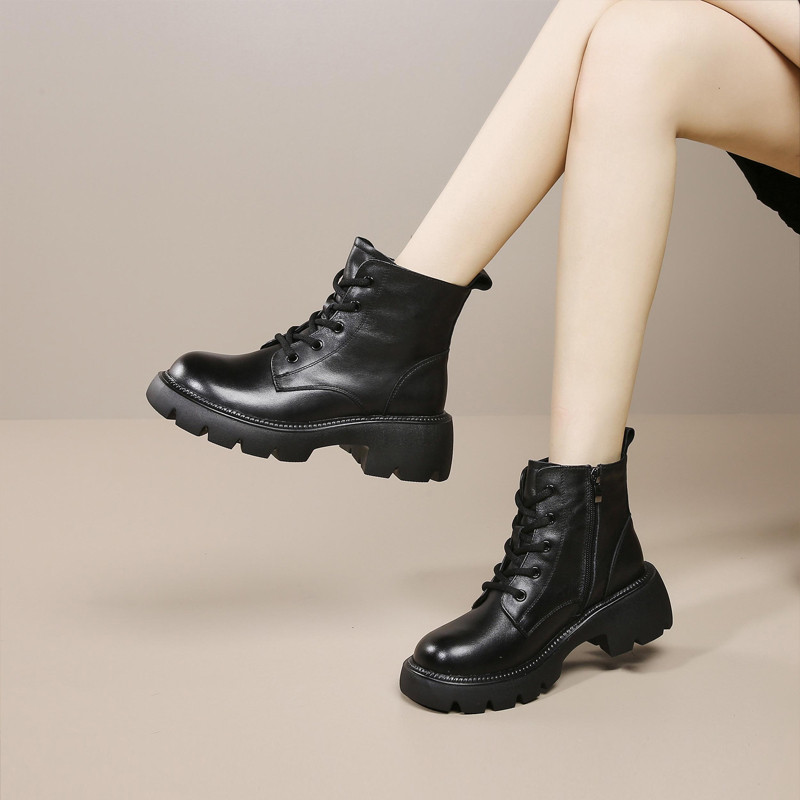 【多个款式可选】断码清仓头层牛皮马丁靴女鞋百搭厚底真皮短靴女