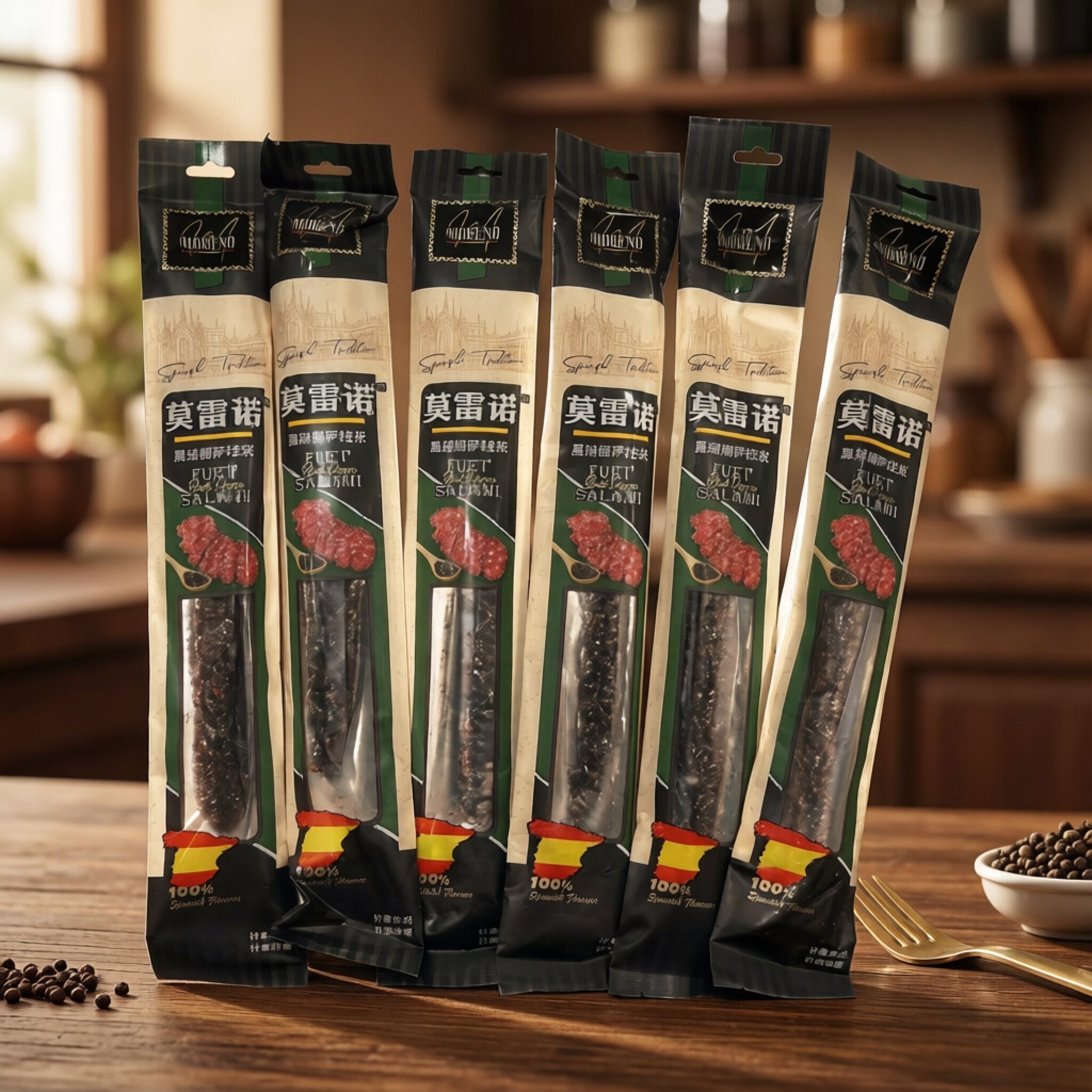 西班牙风味黑胡椒萨拉米风干香肠发酵黑猪肉莫雷诺自然风干雨润