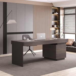 意式轻奢书桌现代极简高端办公桌家用书房简约电脑桌最新款写字台