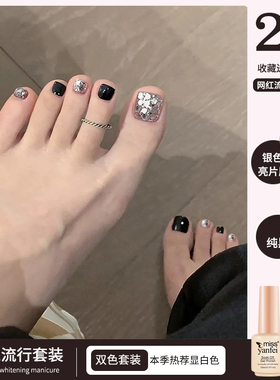 脚趾甲油胶2026年新款银色亮片指甲胶爆闪黑色流行显白美甲店专用