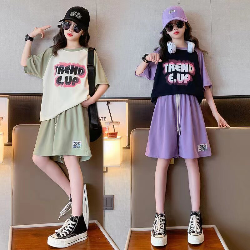 女童夏季短袖短裤套装2025新款中大童洋气时髦儿童运动夏装两件套