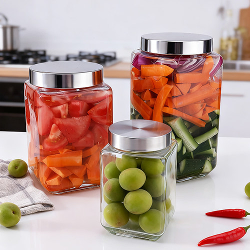 玻璃密封罐防潮杂粮储物收纳罐泡菜坛子咸菜瓶储存蜂蜜瓶子食品级