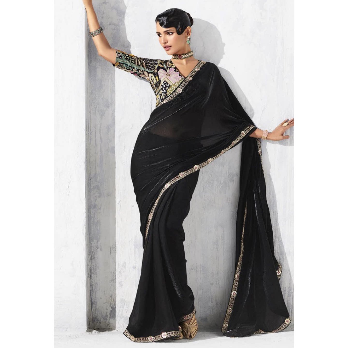 高级复古欧根纱刺绣印度纱丽时尚精致欧根纱女裹裙显瘦气质个性