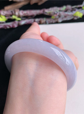5月新品 鸿玉翡翠57圈口冰糯种紫罗兰正圈玉手镯女款正品15C10514