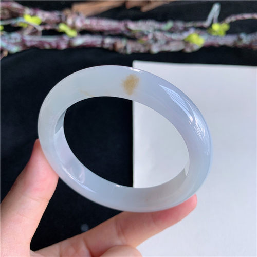 7月新品 鸿玉翡翠52圈口冰糯种飘黄翡正圈玉手镯女款正品13M10629