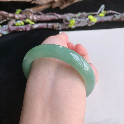 4月新品 鸿玉翡翠53圈口冰糯种晴水绿正圈手镯正品26G40425