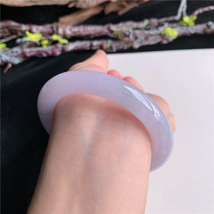 6月新品鸿玉翡翠55圈口冰糯种紫罗兰圆条玉手镯女款正品104X60615