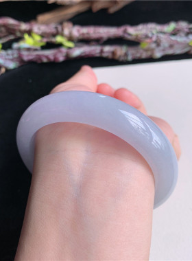 5月新品 鸿玉翡翠58圈口冰糯种紫罗兰正圈玉手镯女款正品8W20513