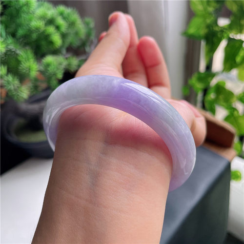 9月新品 鸿玉翡翠57圈口冰糯种浓茄紫正圈玉手镯女款正品33F70918