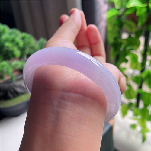 10月新品 鸿玉翡翠57圈口冰种紫罗兰正圈玉手镯女款正品30F70928