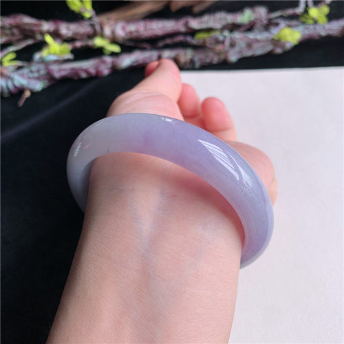 6月新品 鸿玉翡翠56圈口冰糯种紫罗兰正圈玉手镯女款正品23G50625
