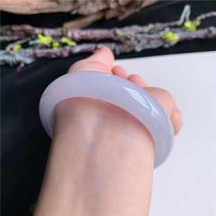 6月新品 鸿玉翡翠55圈口冰糯种粉紫正圈玉手镯女款正品2V60615