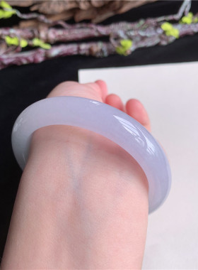 4月新品 鸿玉翡翠54圈口冰种紫底正圈手镯正品2G80415