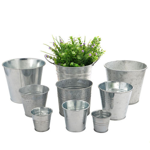 新品热卖镀锌铁皮盆花桶多肉植物绿植盆栽收纳花盆仿真田园花器装