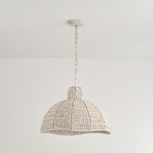 灯饰法式复古木珠草帽餐厅吊灯