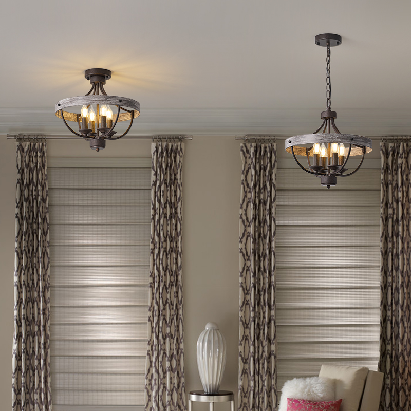 造型独特LED木艺吸顶灯美式乡村