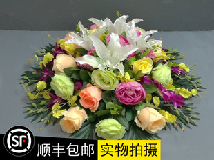 餐新款园艺西欧风情套装摆放花艺绢花干花台花会议圆假花清新淡雅