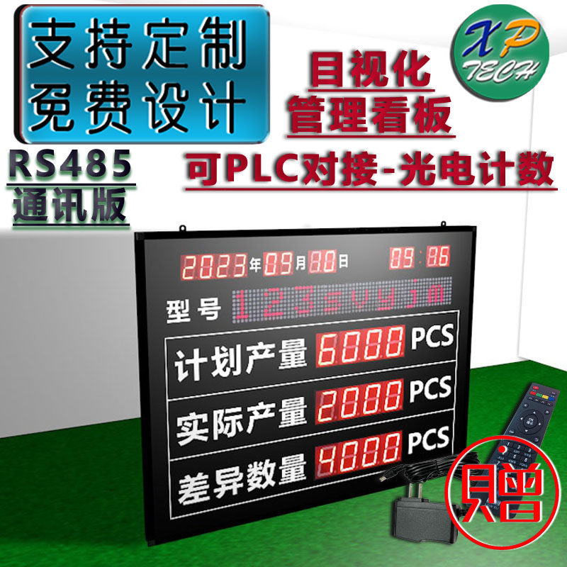 LED电子看板工厂流水线计数器定制PLC ERP无线Wifi通讯生产电子屏
