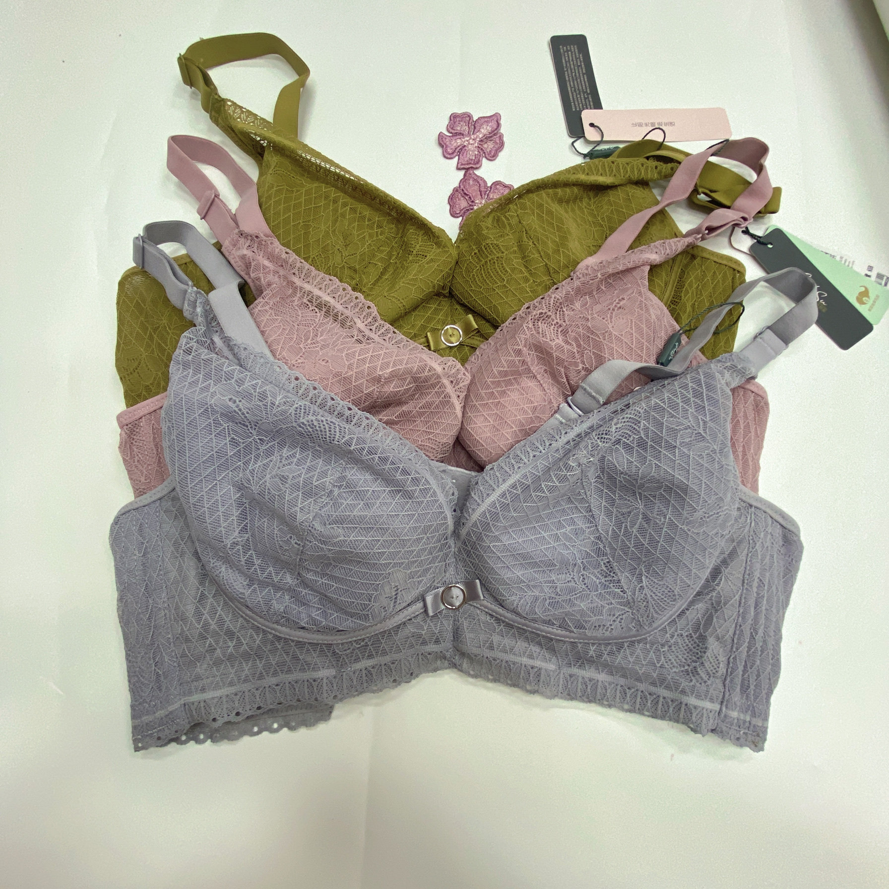 古拉苏文胸软钢圈性感蕾丝聚拢调整型防下垂文胸女士内衣 2件包邮