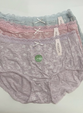 蝶安fen品牌中腰莫代尔蕾丝蝴蝶印花舒适透气三角女内裤 6件包邮