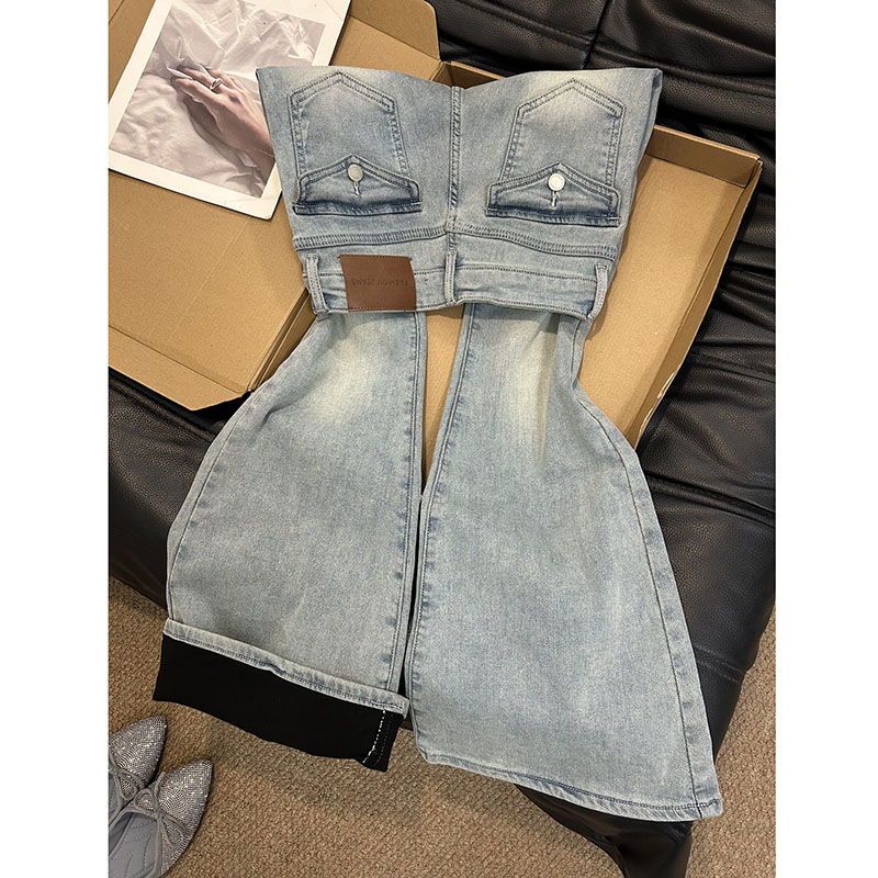 提臀微喇牛仔裤女2025年秋冬加绒新款高腰显瘦丰胯修身长裤喇叭裤