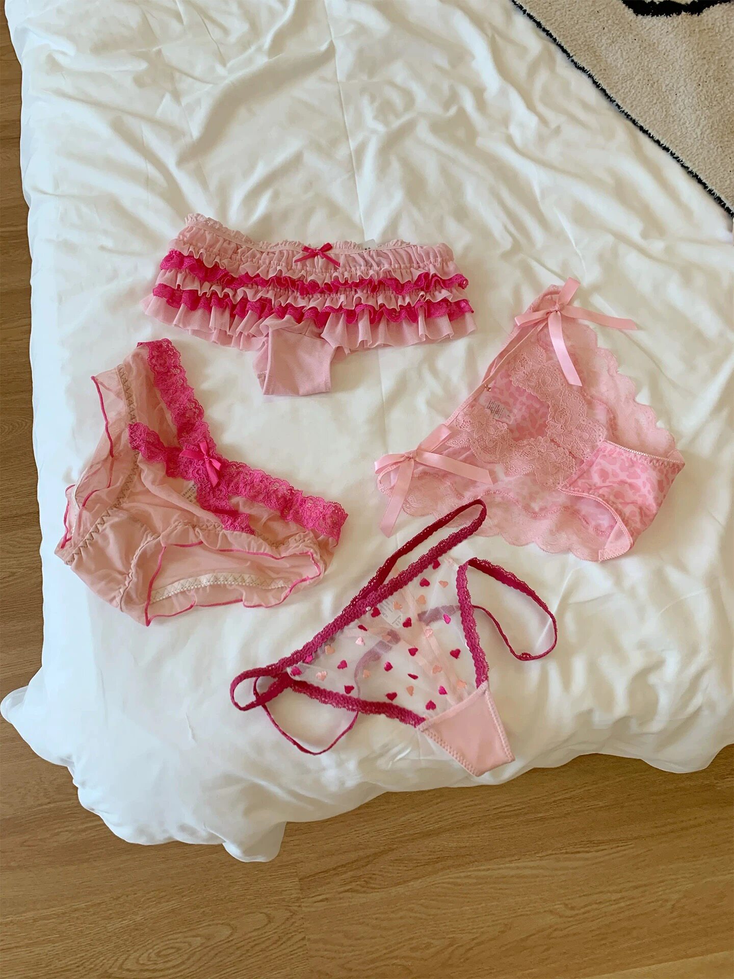 东京布蕾蛋糕~日式可爱甜美粉色蝴蝶结性感蕾丝少女中低腰内裤女