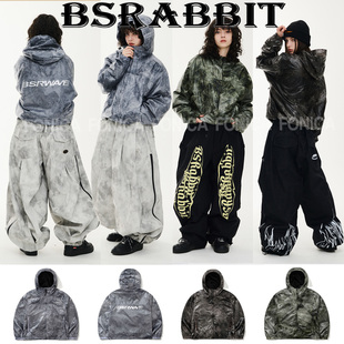套装 灰色绿色 单板双板防水连帽开衫 2526BSRABBIT韩国滑雪服男女款
