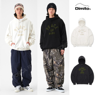 24DIMITO韩国长款滑雪卫衣打底衫连帽男女款单板双板黑色橘色套头