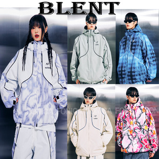 2526BLENT滑雪服立领拉链保暖防水防风单板双板开衫黑白色卡其色