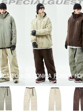 24SPECIALGUEST韩国滑雪裤男女款单双板宽松直筒款防水薄荷色3L