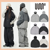 2526USS2韩国滑雪服防水防风衣男女款 单板双板连帽拉链保暖紫色