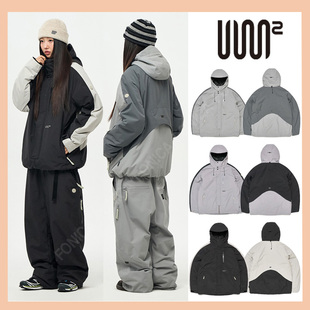 2526USS2韩国滑雪服防水防风衣男女款单板双板连帽拉链保暖紫色