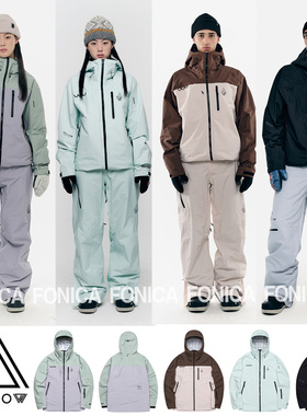 24HELLOW韩国滑雪服男女款双板单板高防水防天蓝色紫色拉链3L