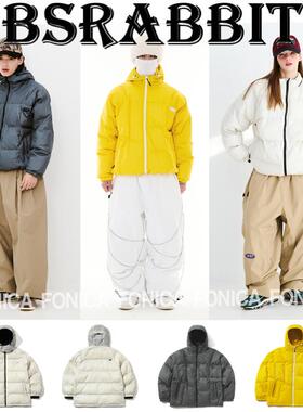 24BSRABBIT韩国滑雪服衣防水加棉耐磨男女款单板双板拉链连帽白色