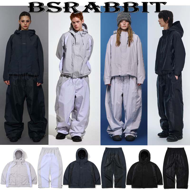 2627BSRABBIT韩国滑雪服单板男女款连帽开衫宽松灰色防水黑色新款