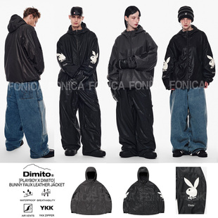 2526DIMITO韩国滑雪服防水风皮衣单板双板男女款兔子PLAYBOY保暖