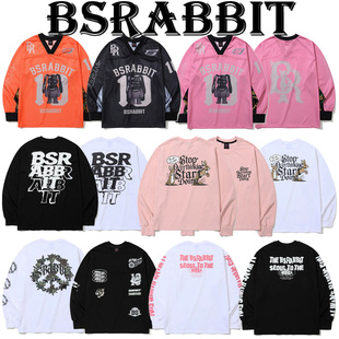 25BSRABBIT韩国滑雪套头卫衣休闲圆领打底衫男女单板兔子白色字母