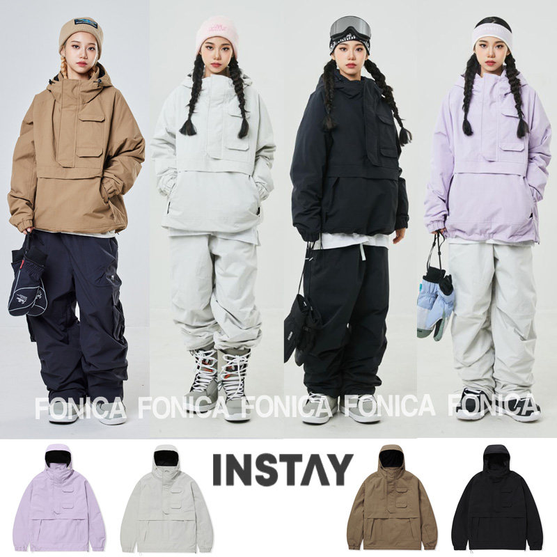 24INSTAY韩国滑雪服男女款双板单板耐磨防水连帽套头棕色灰白色,户外/登山/野营/旅行用品,滑雪衣,淘宝优惠券,粉丝福利购,淘宝优惠卷