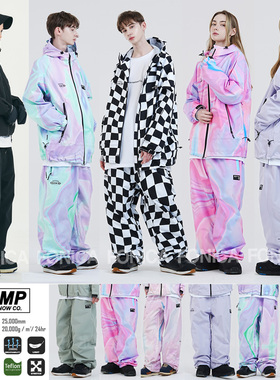 2526ROMP韩国滑雪裤男女款双板单板防水耐磨宽松休闲直筒灰色银色