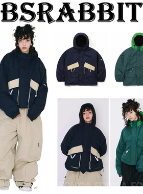 2526BSRABBIT韩国滑雪服衣男女款单板双板防水连帽开衫套装灰色