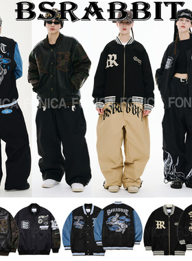 2526BSRABBIT韩国滑雪服男女款单板双板防水棒球衣开衫蓝色兔子